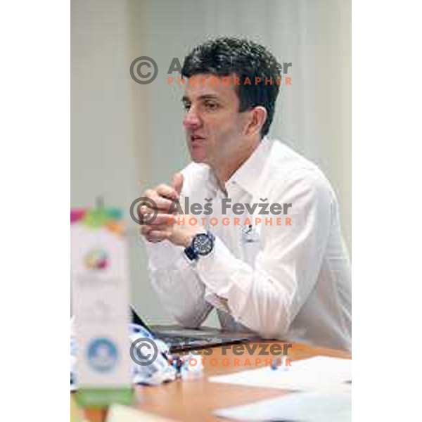 Ales Kalan, secretary general of Cycling federation of Slovenia during press conference before second edition of Grand Prix of Izola race. Manzioli palace, Izola, Slovenia on February 28, 2015