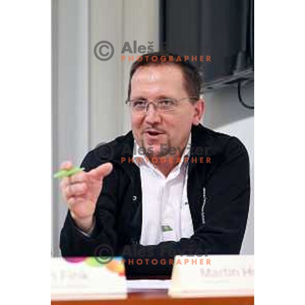 Martin Hvastja of Cycling federation of Slovenia press conference before second edition of Grand Prix of Izola race. Manzioli palace, Izola, Slovenia on February 28, 2015
