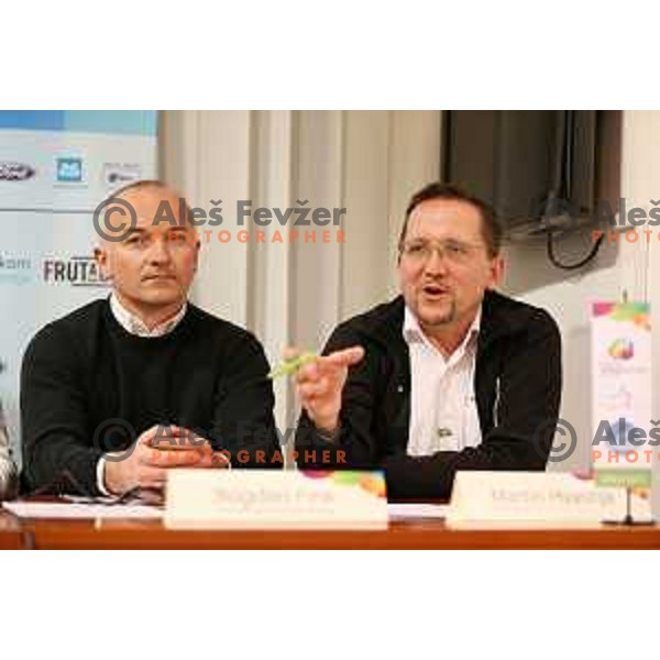 Bogdan Fink, Martin Hvastja at Cycling federation of Slovenia press conference before second edition of Grand Prix of Izola race. Manzioli palace, Izola, Slovenia on February 28, 2015
