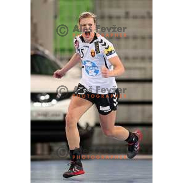 Barbara Lazovic of Vardar in action during handball match between RK Krim Mercator and Vardar in EHF Champions Leauge, played in Arena Stozice, Ljubljana, Slovenia on March 6, 2015