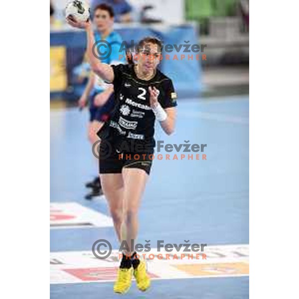 Liliya Arstiukhovich of Krim Mercator in action during handball match between RK Krim Mercator and Vardar in EHF Champions Leauge, played in Arena Stozice, Ljubljana, Slovenia on March 6, 2015