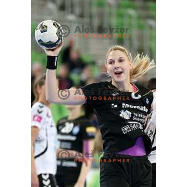 Tamara Mavsar of Krim Mercator in action during handball match between RK Krim Mercator and Vardar in EHF Champions Leauge, played in Arena Stozice, Ljubljana, Slovenia on March 6, 2015