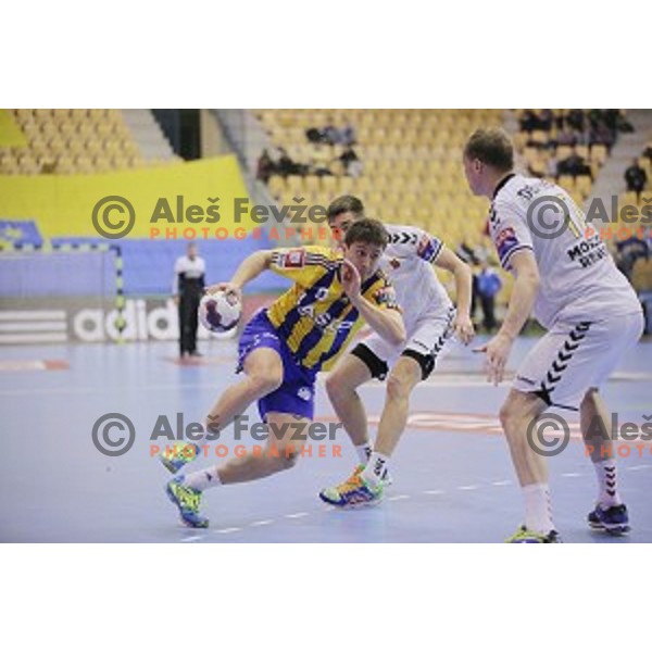 David Razgor of Celje Pivovarna Lasko in action during EHF Champions league handball match Celje PL- Chekovski in Zlatorog Hall, Celje, Slovenia on February 21, 2015