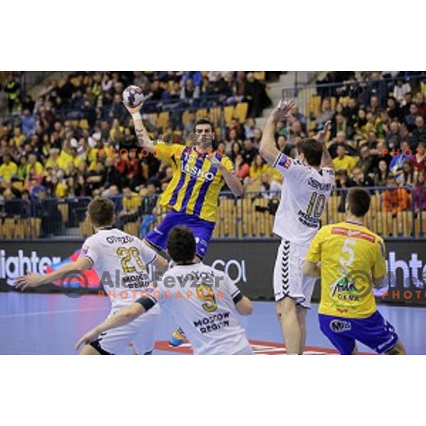 Ivan Sliskovic of Celje Pivovarna Lasko in action during EHF Champions league handball match Celje PL- Chekovski in Zlatorog Hall, Celje, Slovenia on February 21, 2015