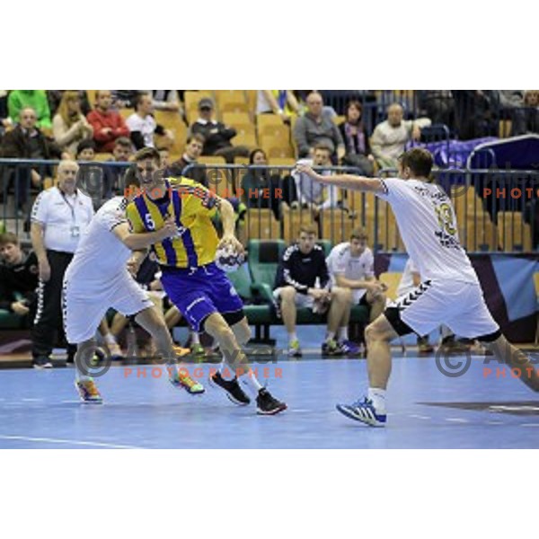 Sime Ivic of Celje Pivovarna Lasko in action during EHF Champions league handball match Celje PL- Chekovski in Zlatorog Hall, Celje, Slovenia on February 21, 2015