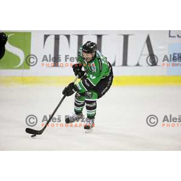 Tom Zanoski of Telemach Olimpija in action during EBEL league ice-hockey match Telemach Olimpija-Bolzano in Tivoli Hall, Ljubljana, Slovenia on March 1, 2015