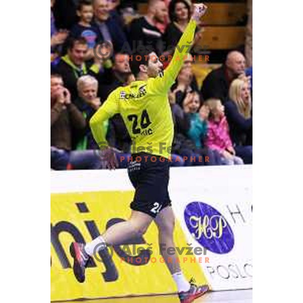 Mario Sostaric of Gorenje Velenje in action during EHF Cup handball match between Gorenje Velenje (SLO) and Pfadi Winterthur (SUI) in Red Hall, Velenje, Slovenija on March 8, 2015