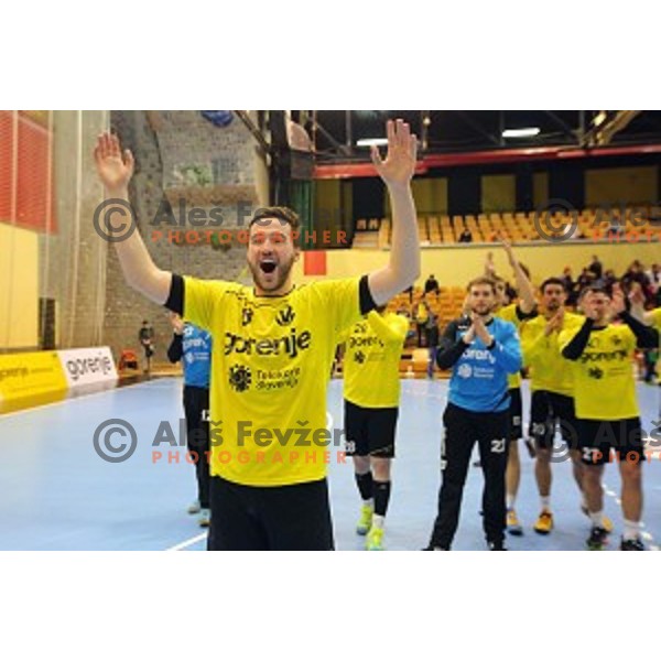 Senjamin Buric of Gorenje Velenje in action during EHF Cup handball match between Gorenje Velenje (SLO) and Pfadi Winterthur (SUI) in Red Hall, Velenje, Slovenija on March 8, 2015