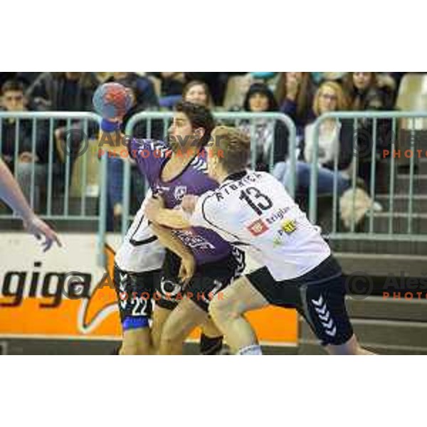 Anze Kaleb in action during handball match Maribor Branik - Riko Ribnica, 1. NLB Leasing liga, Maribor, Tabor Hall, 8.3.2015