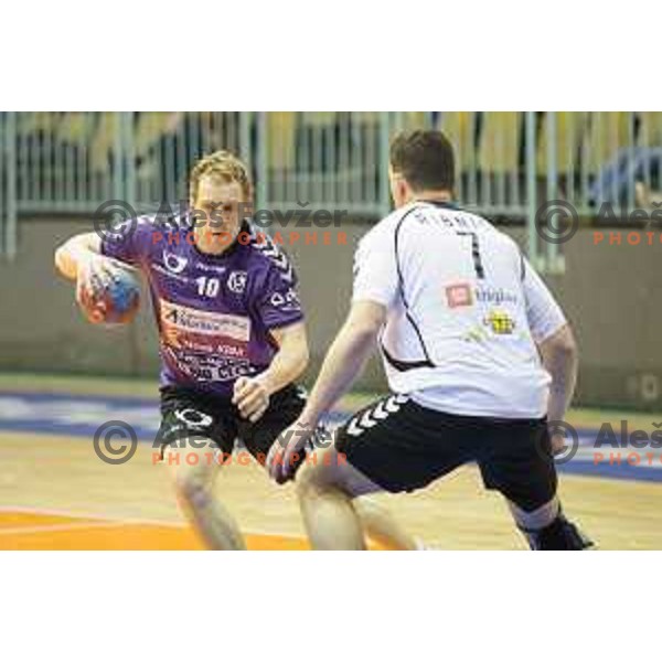 Tine Poklar in action during handball match Maribor Branik - Riko Ribnica, 1. NLB Leasing liga, Maribor, Tabor Hall, 8.3.2015