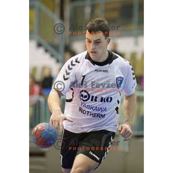 Blaz Fink in action during handball match Maribor Branik - Riko Ribnica, 1. NLB Leasing liga, Maribor, Tabor Hall, 8.3.2015