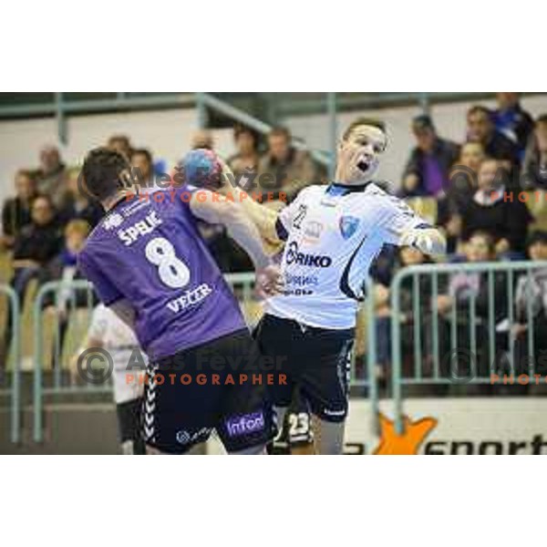 Domen Pahulje in action during handball match Maribor Branik - Riko Ribnica, 1. NLB Leasing liga, Maribor, Tabor Hall, 8.3.2015