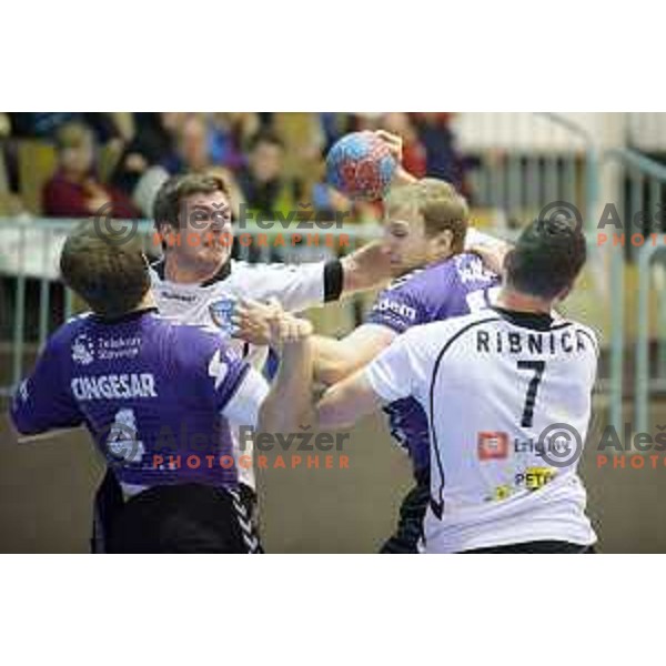 in action during handball match Maribor Branik - Riko Ribnica, 1. NLB Leasing liga, Maribor, Tabor Hall, 8.3.2015