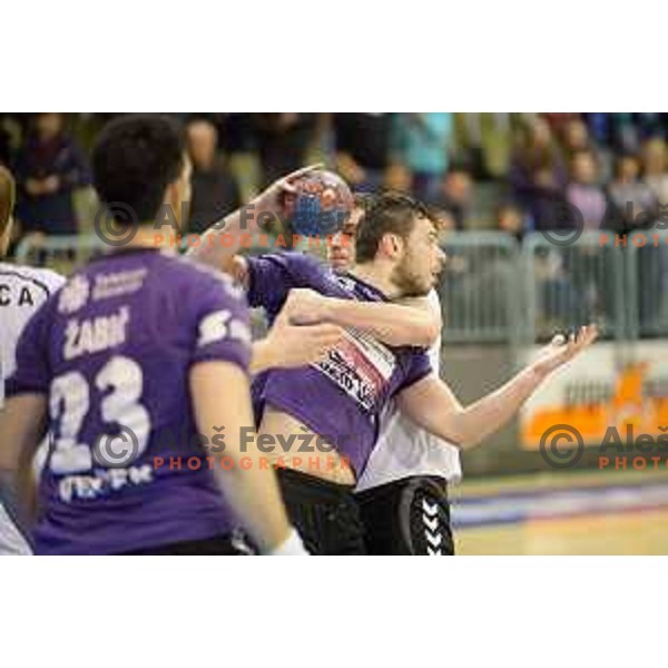 Nikola Spelic in action during handball match Maribor Branik - Riko Ribnica, 1. NLB Leasing liga, Maribor, Tabor Hall, 8.3.2015