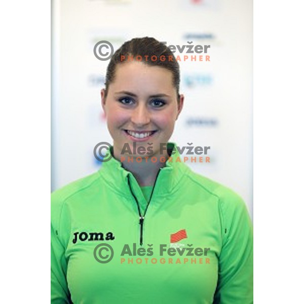 Claudia Stravs of Slovenia at press conference before European Athletics Winter Cup in throwing disciplines in Leiria (Portugal) in Ljubljana on March 11, 2015