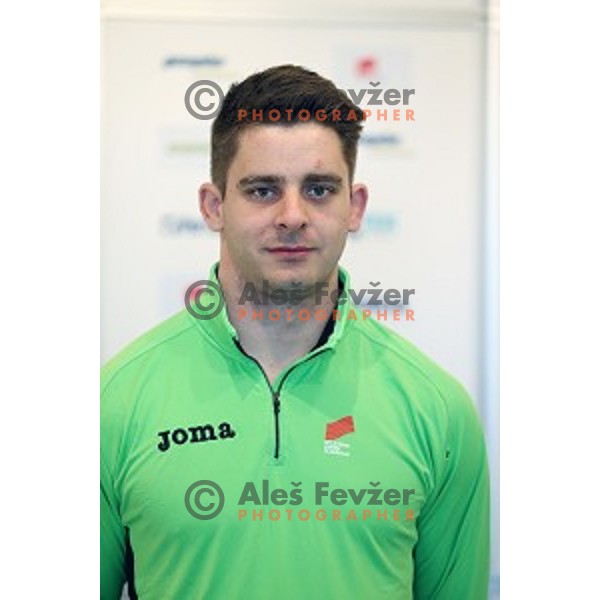 Nejc Plesko of Slovenia at press conference before European Athletics Winter Cup in throwing disciplines in Leiria (Portugal) in Ljubljana on March 11, 2015