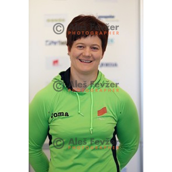 Martina Ratej of Slovenia at press conference before European Athletics Winter Cup in throwing disciplines in Leiria (Portugal) in Ljubljana on March 11, 2015