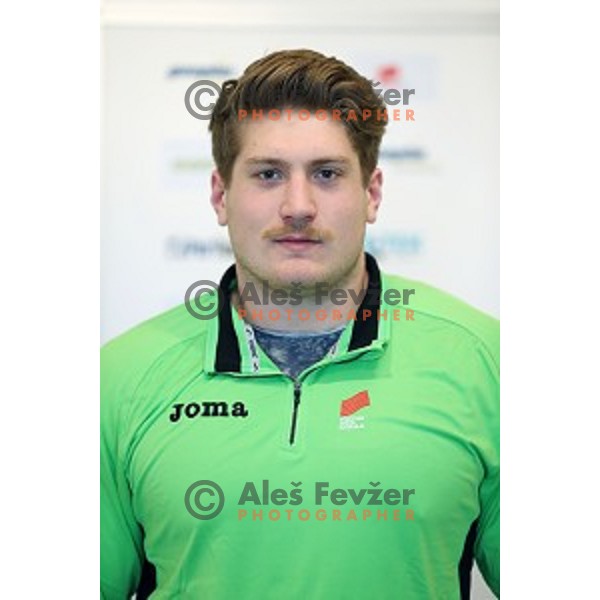 Blaz Zupancic of Slovenia at press conference before European Athletics Winter Cup in throwing disciplines in Leiria (Portugal) in Ljubljana on March 11, 2015