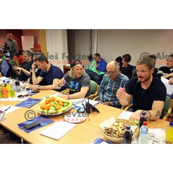 Team captain\'s meeting for AUDI FIS Ski World Cup Giant Slalom - 54.Vitranc Cup in Kranjska gora, Slovenia on March 13, 2015