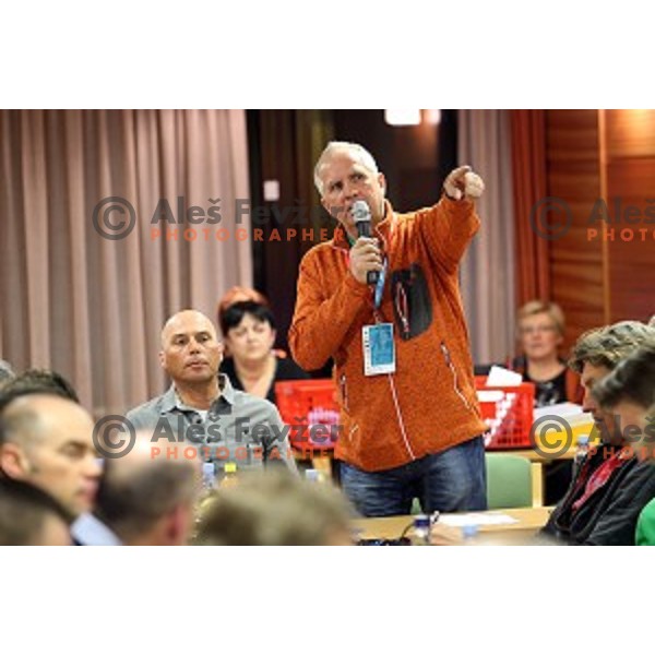 Sreco Medven at Team captain\'s meeting for AUDI FIS Ski World Cup Giant Slalom - 54.Vitranc Cup in Kranjska gora, Slovenia on March 13, 2015
