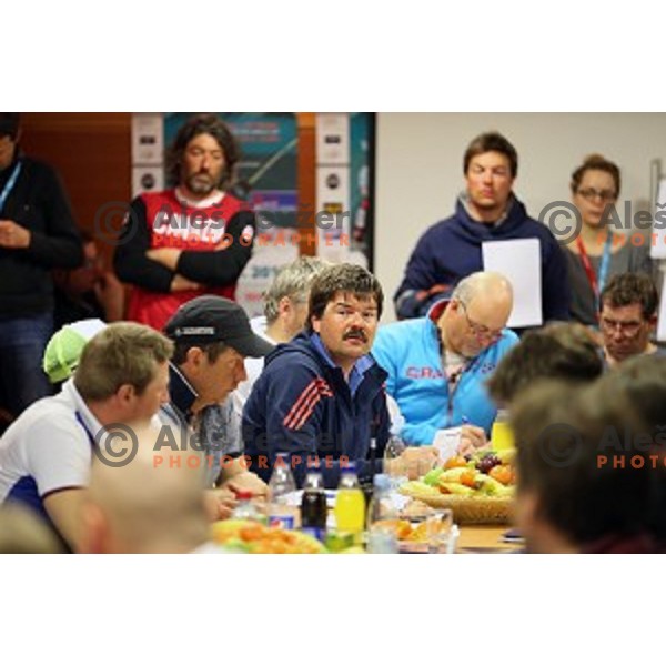 Team captain\'s meeting for AUDI FIS Ski World Cup Giant Slalom - 54.Vitranc Cup in Kranjska gora, Slovenia on March 13, 2015