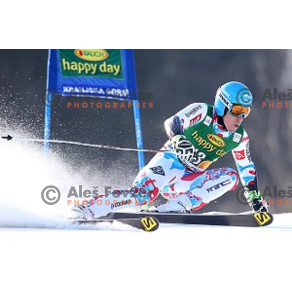 skiing in first run of AUDI FIS Ski World Cup Giant Slalom - 54.Vitranc Cup in Kranjska gora, Slovenia on March 14, 2015