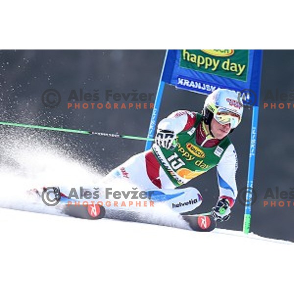 skiing in first run of AUDI FIS Ski World Cup Giant Slalom - 54.Vitranc Cup in Kranjska gora, Slovenia on March 14, 2015