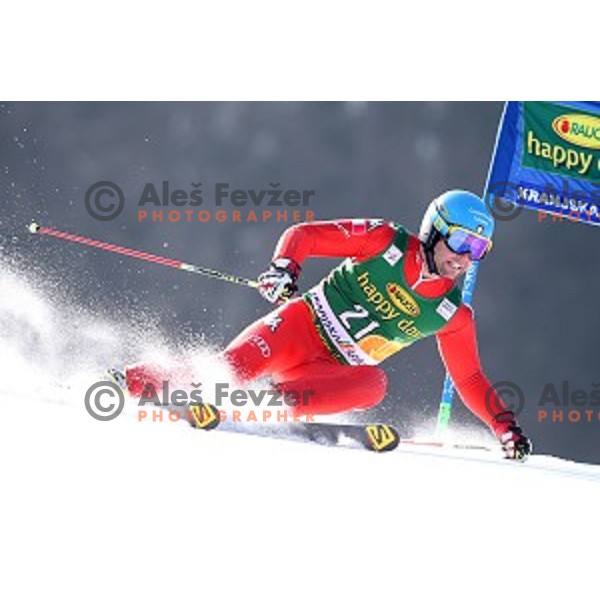 skiing in first run of AUDI FIS Ski World Cup Giant Slalom - 54.Vitranc Cup in Kranjska gora, Slovenia on March 14, 2015