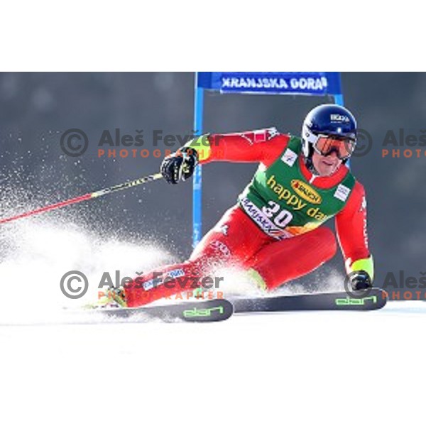 skiing in first run of AUDI FIS Ski World Cup Giant Slalom - 54.Vitranc Cup in Kranjska gora, Slovenia on March 14, 2015