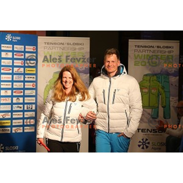 Spela Pretnar and Bernard Vajdic at Slovenia Ski team fashion show during AUDI FIS Ski World Cup- 54.Vitranc Cup in Kranjska gora, Slovenia on March 14, 2015