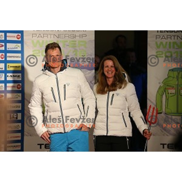 Spela Pretnar and Bernard Vajdic at Slovenia Ski team fashion show during AUDI FIS Ski World Cup- 54.Vitranc Cup in Kranjska gora, Slovenia on March 14, 2015