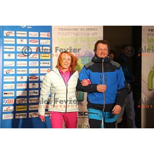 Katja Koren and Drago Grubelnik at Slovenia Ski team fashion show during AUDI FIS Ski World Cup- 54.Vitranc Cup in Kranjska gora, Slovenia on March 14, 2015