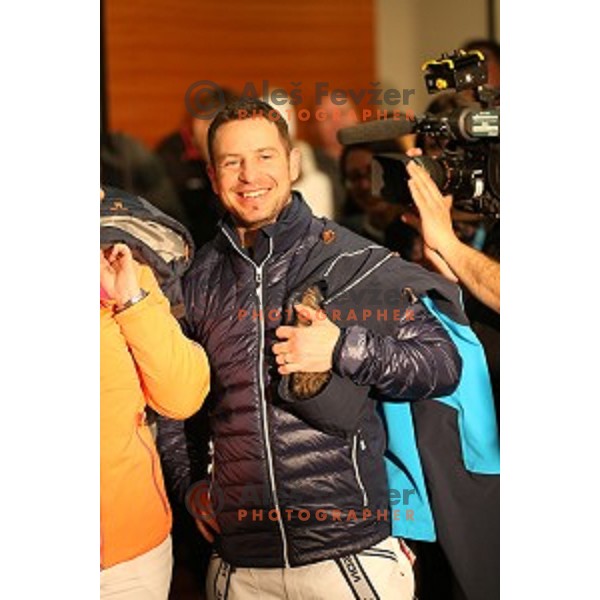 Rene Mlekuz at Slovenia Ski team fashion show during AUDI FIS Ski World Cup- 54.Vitranc Cup in Kranjska gora, Slovenia on March 14, 2015