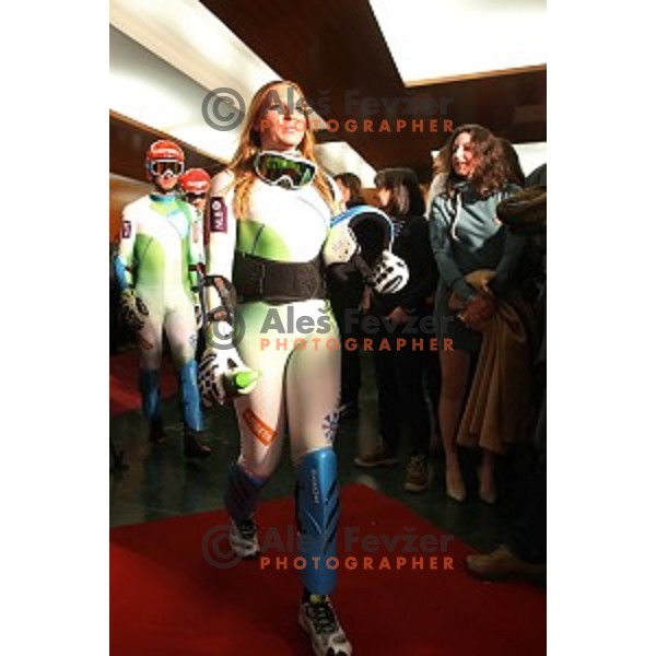 Slovenia Ski team fashion show during AUDI FIS Ski World Cup- 54.Vitranc Cup in Kranjska gora, Slovenia on March 14, 2015