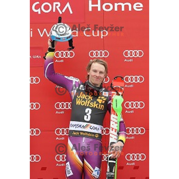 Henrik Kristoffersen (NOR) winner of AUDI FIS Ski World Cup Slalom- 54.Vitranc Cup in Kranjska gora, Slovenia on March 15, 2015