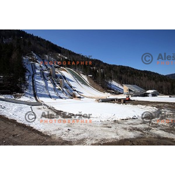 Planica ski flying hill getting ready for Final of Ski jumping World Cup on March 16, 2015