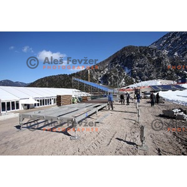 Planica ski flying hill getting ready for Final of Ski jumping World Cup on March 16, 2015