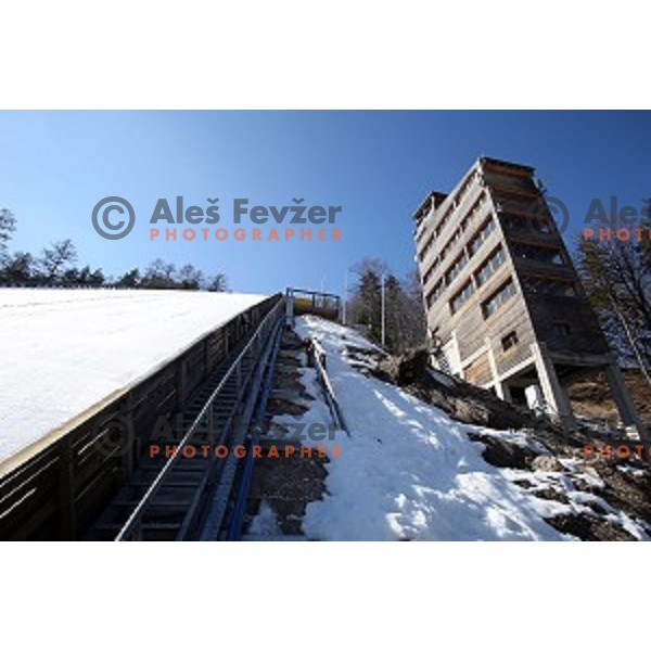 Planica ski flying hill getting ready for Final of Ski jumping World Cup on March 16, 2015