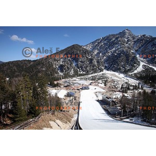 Planica ski flying hill getting ready for Final of Ski jumping World Cup on March 16, 2015