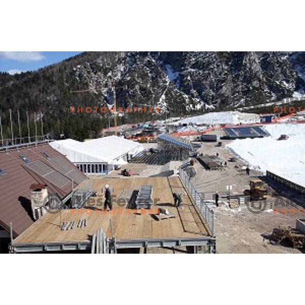 Planica ski flying hill getting ready for Final of Ski jumping World Cup on March 16, 2015