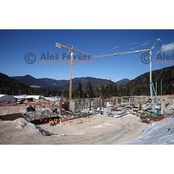 Planica ski flying hill getting ready for Final of Ski jumping World Cup on March 16, 2015