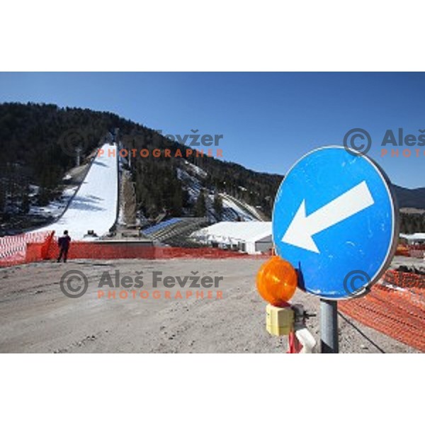 Planica ski flying hill getting ready for Final of Ski jumping World Cup on March 16, 2015
