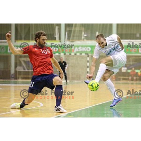 Kristjan Cujec of Slovenia during futsal match Slovenia-Noreway in European Futsal Championships Qualifiers in group 5 in Tri Lilije, Lasko, Slovenia on March 18, 2015