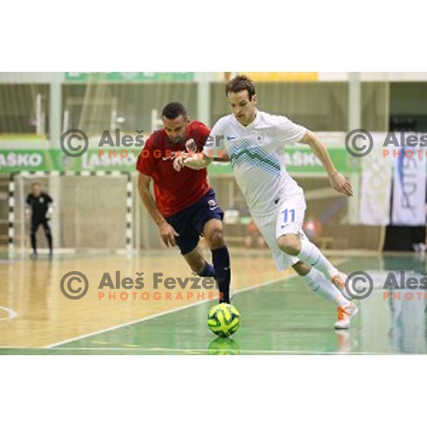 Tilen Stendler of Slovenia during futsal match Slovenia-Noreway in European Futsal Championships Qualifiers in group 5 in Tri Lilije, Lasko, Slovenia on March 18, 2015