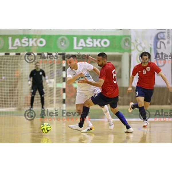 Rok Mordej of Slovenia during futsal match Slovenia-Noreway in European Futsal Championships Qualifiers in group 5 in Tri Lilije, Lasko, Slovenia on March 18, 2015
