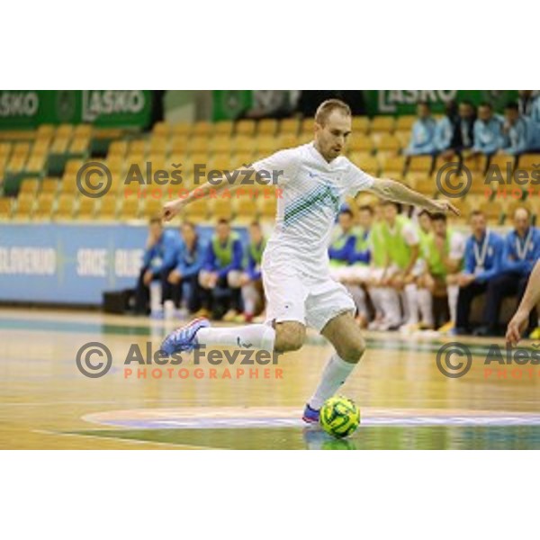 Kristjan Cujec of Slovenia during futsal match Slovenia-Noreway in European Futsal Championships Qualifiers in group 5 in Tri Lilije, Lasko, Slovenia on March 18, 2015