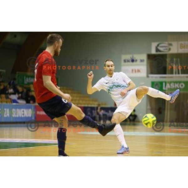 Kristjan Cujec of Slovenia during futsal match Slovenia-Noreway in European Futsal Championships Qualifiers in group 5 in Tri Lilije, Lasko, Slovenia on March 18, 2015