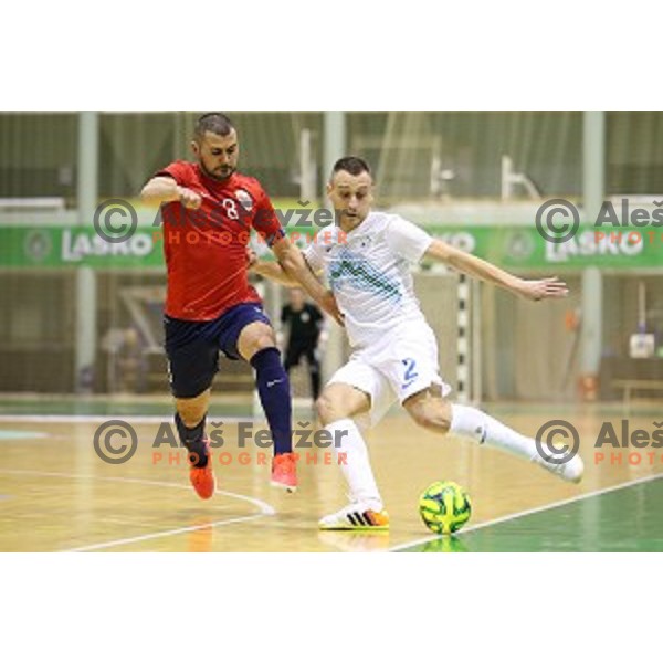Rok Mordej of Slovenia during futsal match Slovenia-Noreway in European Futsal Championships Qualifiers in group 5 in Tri Lilije, Lasko, Slovenia on March 18, 2015