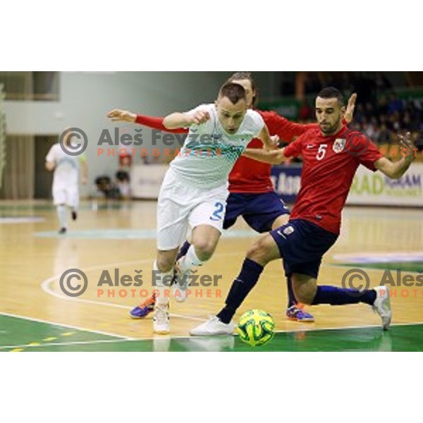 Rok Mordej of Slovenia during futsal match Slovenia-Noreway in European Futsal Championships Qualifiers in group 5 in Tri Lilije, Lasko, Slovenia on March 18, 2015