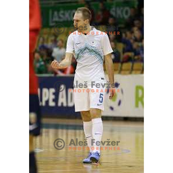 Kristjan Cujec of Slovenia during futsal match Slovenia-Noreway in European Futsal Championships Qualifiers in group 5 in Tri Lilije, Lasko, Slovenia on March 18, 2015